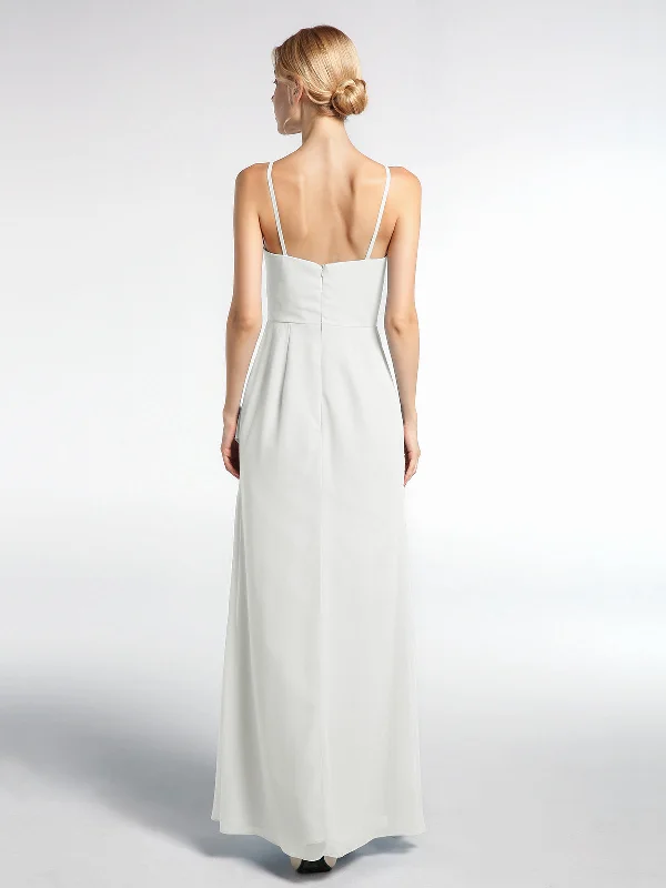 V-neck Chiffon Simple Maxi Dress with Spaghetti Straps-Ivory Stylish Button-Up Maxi Dress V-neck Chiffon Simple Maxi Dress with Spaghetti Straps-Ivory Stylish Button-Up Maxi Dress
