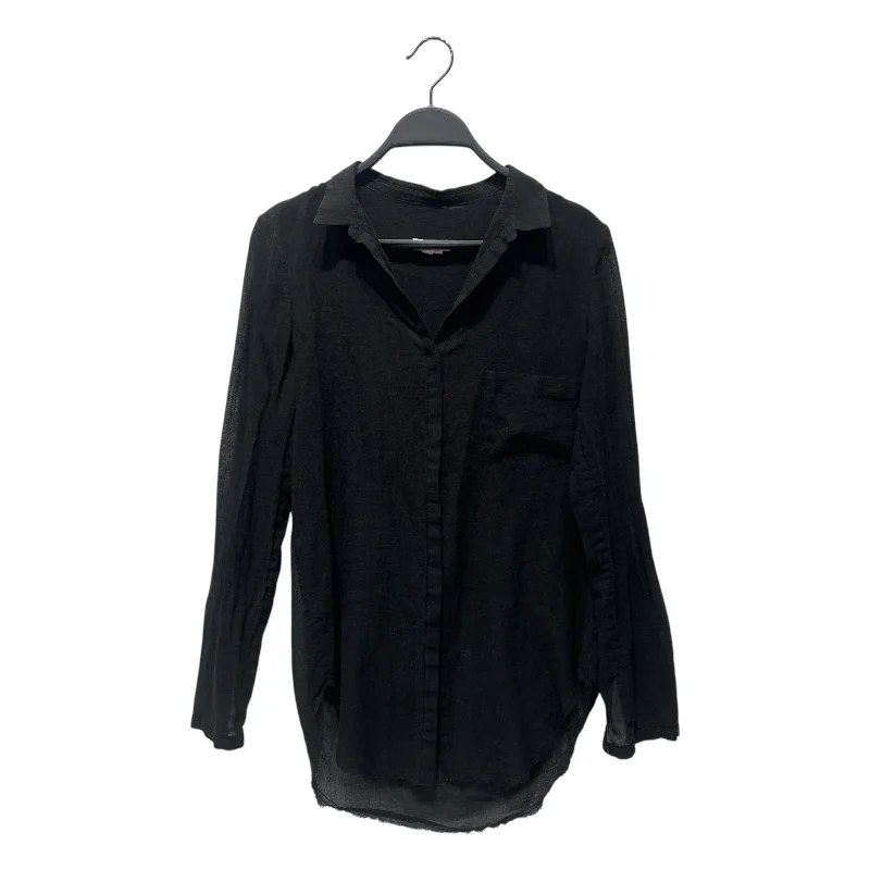 Helmut Lang/LS Shirt/S/Cotton/BLK/ Lace Blend Ribbed Blend Corduroy Blend