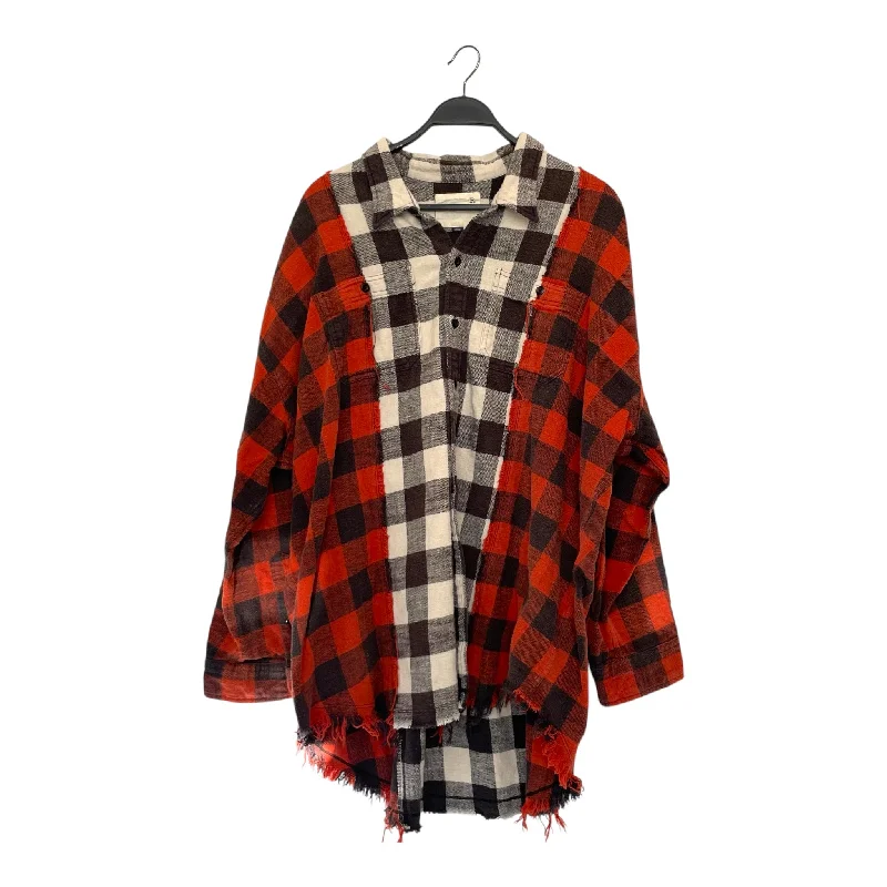R13/Flannel Shirt/L/Stripe/Cotton/MLT/orange/white/rework Collared Crew Neck Turtle Neck R13/Flannel Shirt/L/Stripe/Cotton/MLT/orange/white/rework Collared Crew Neck Turtle Neck