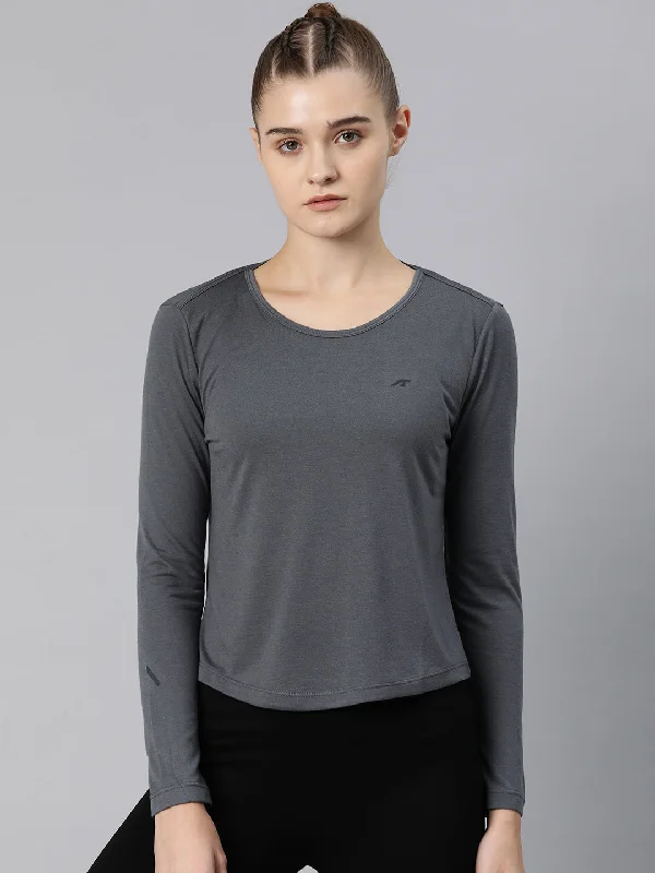 Alcis Women Solid Slim Fit Sports Tshirts Graphic Embroidered Appliqued