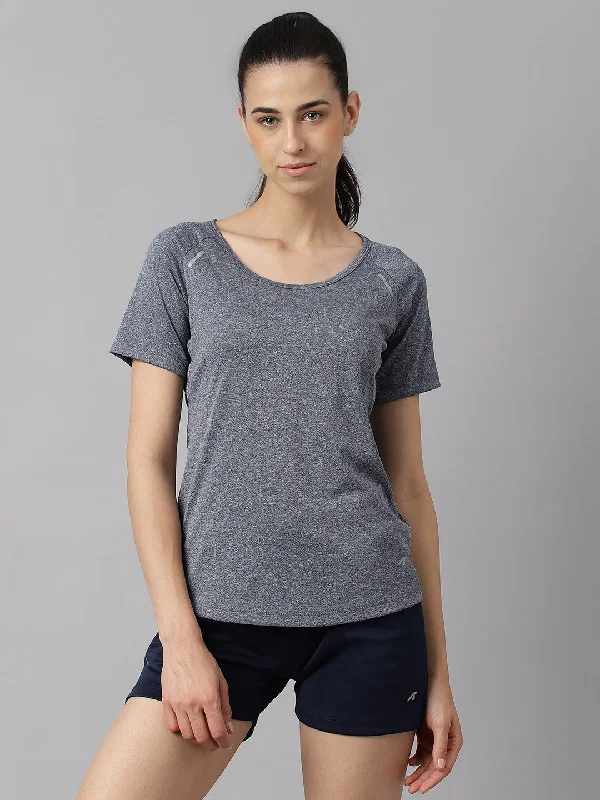 Alcis Women Navy Heather Anti-Static Slim-Fit Round Neck Distance Training T-Shirt Thin T-Shirt Open Front Quick Dry Alcis Women Navy Heather Anti-Static Slim-Fit Round Neck Distance Training T-Shirt Thin T-Shirt Open Front Quick Dry
