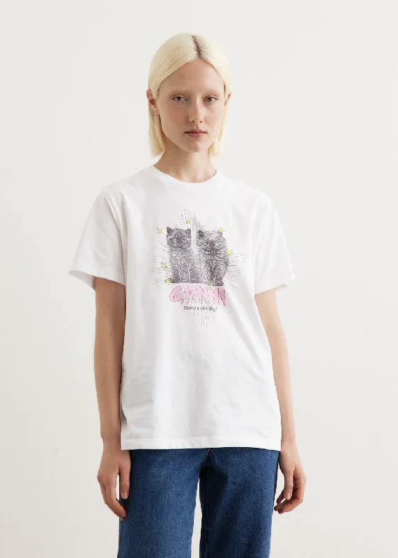 Basic Jersey Kittens Relaxed T-Shirt Mesh Canvas Denim