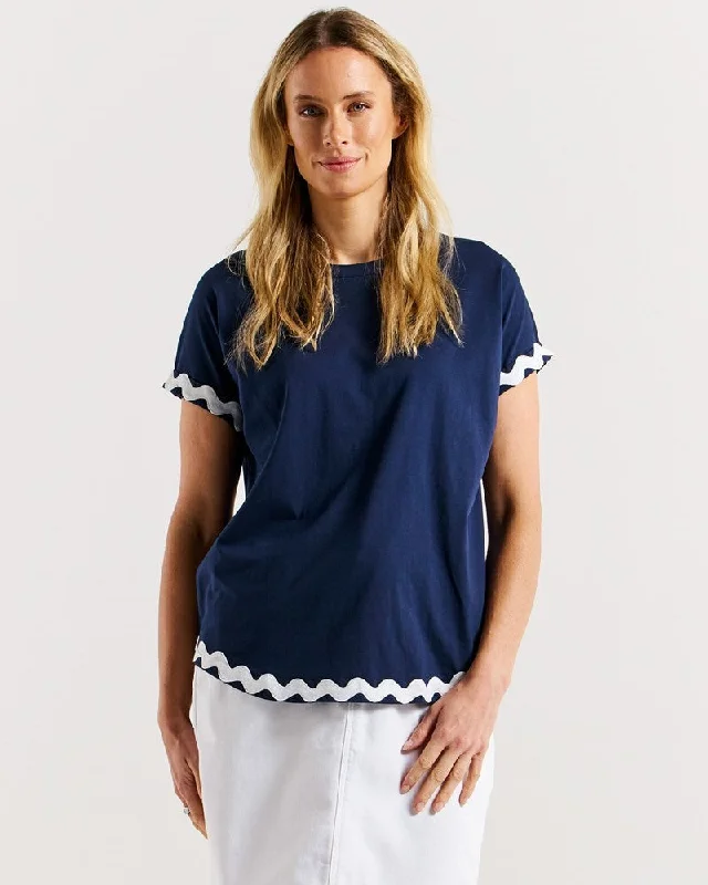 Betty Basics Sunny Tee - Navy/White Ric Rac Modern Contemporary Chic