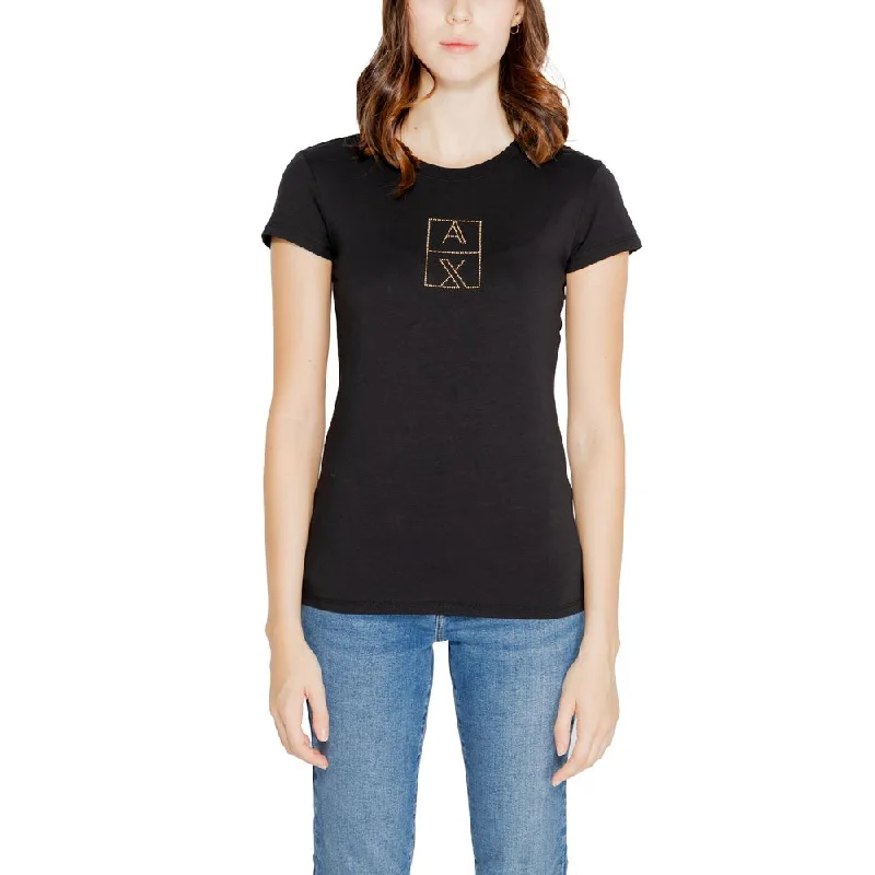 Black Cotton Tops & T-Shirt Ribbed Striped Patterned