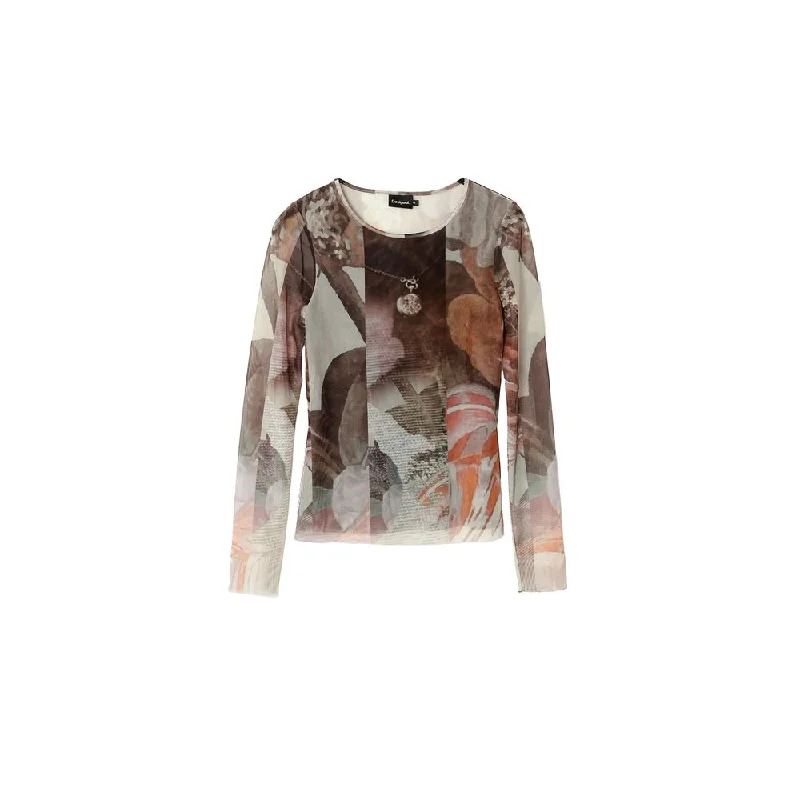 Brown Polyester Tops & T-Shirt Fashionable Trendy Casual