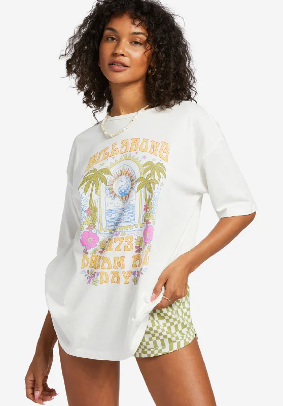 Dream All Day Oversized T-Shirt - Salt Crystal Elasticated Padded Insulated