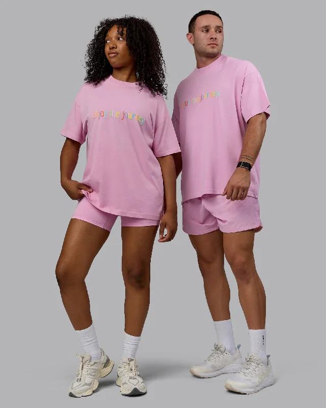 Unisex Enjoy The Journey Heavyweight Tee Oversize - Bubblegum-Multi Fleece Nylon Spandex Unisex Enjoy The Journey Heavyweight Tee Oversize - Bubblegum-Multi Fleece Nylon Spandex