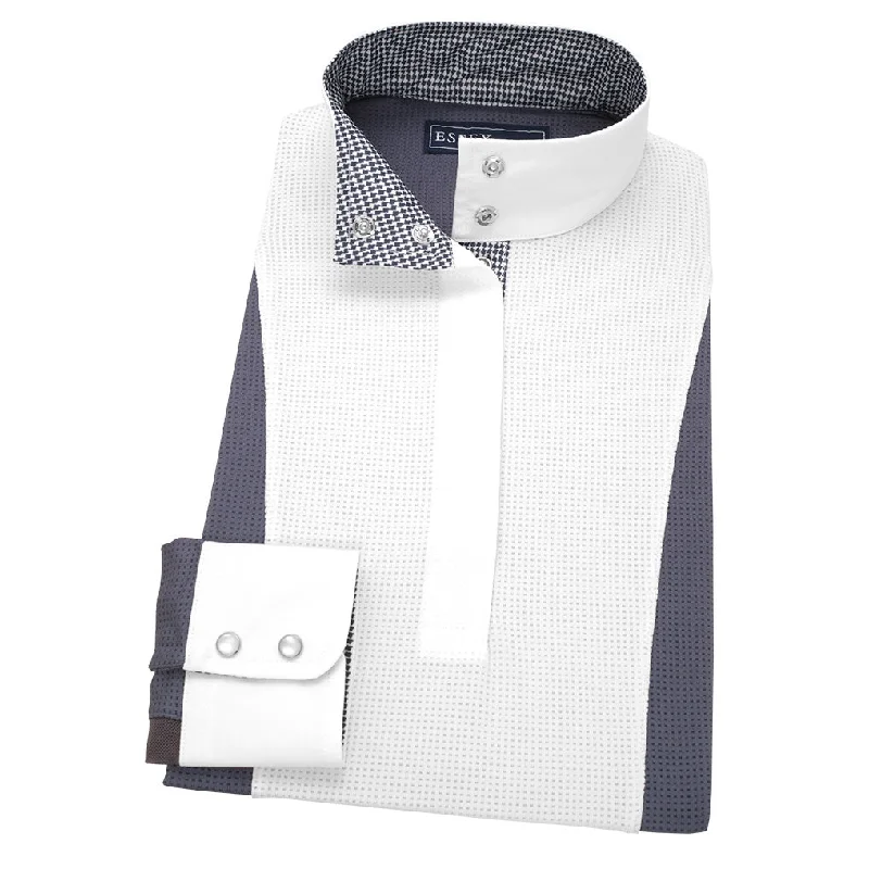 Essex Classics Ladies Dark Grey Luna Performance Houndstooth Show Shirt Solid Color Striped Floral