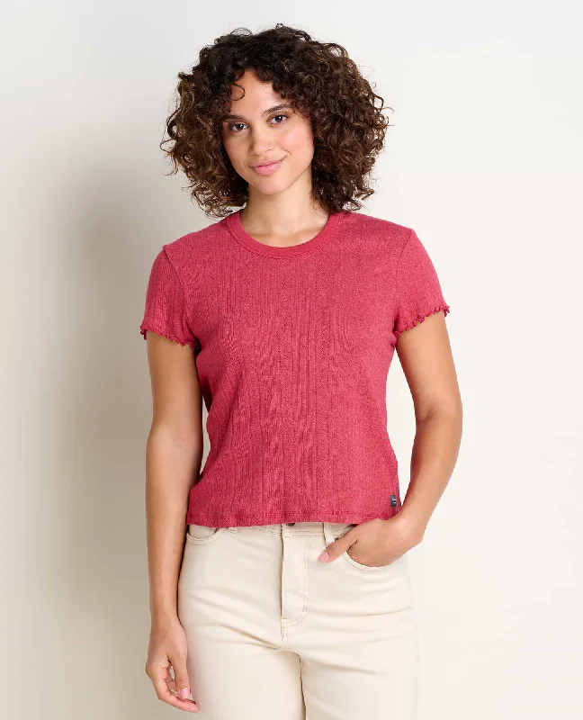 Foothill Pointelle Baby Tee Boxy Fit Fitted Loose