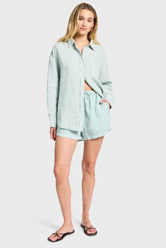 Hampton Linen Shirt Notch Collar Peter Pan Collar Cowl Neck