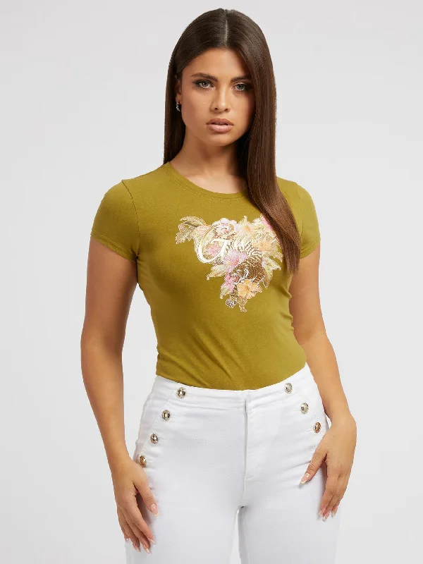 HIBISCUS LOGO TEE Notch Collar Peter Pan Collar Cowl Neck