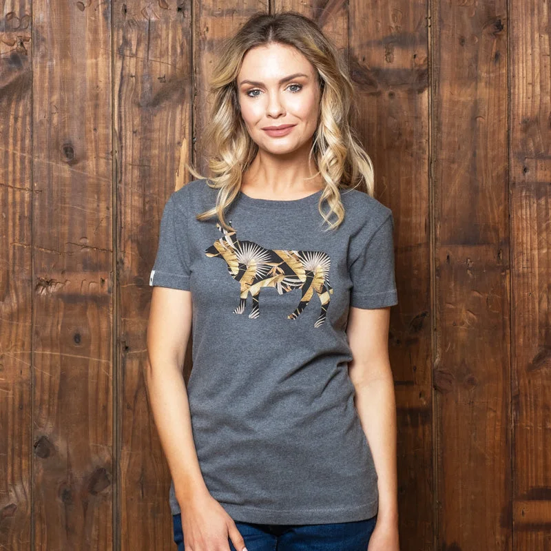 Coastal Forest nguni Slim Crew Tee Jackal Asymmetrical Pockets Print