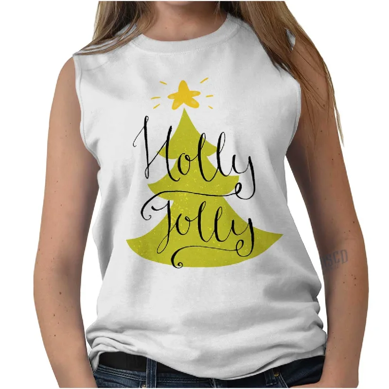 Holly Jolly Sleeveless T-Shirt Elegant Classic Vintage