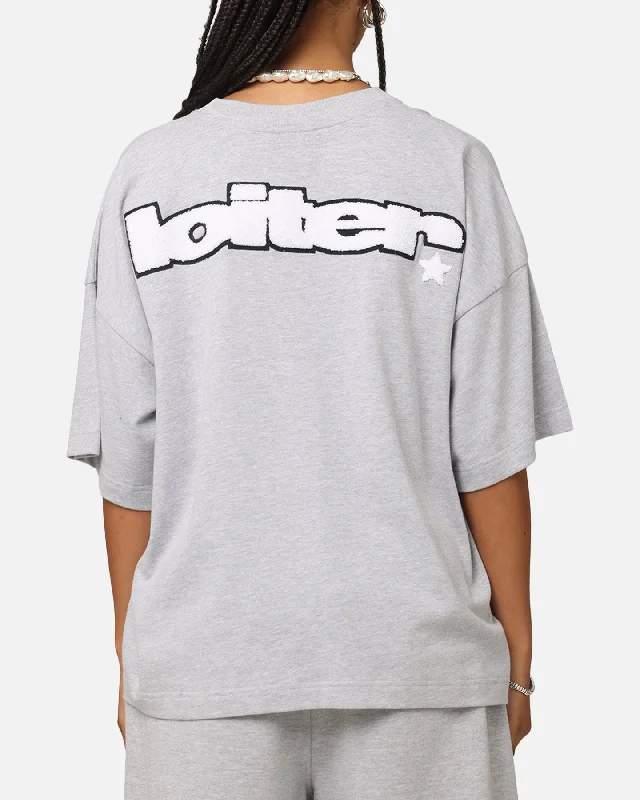 Loiter Premium Essentials Boxy T-Shirt Grey Marle Basic T-Shirt Crew Neck Short Sleeve