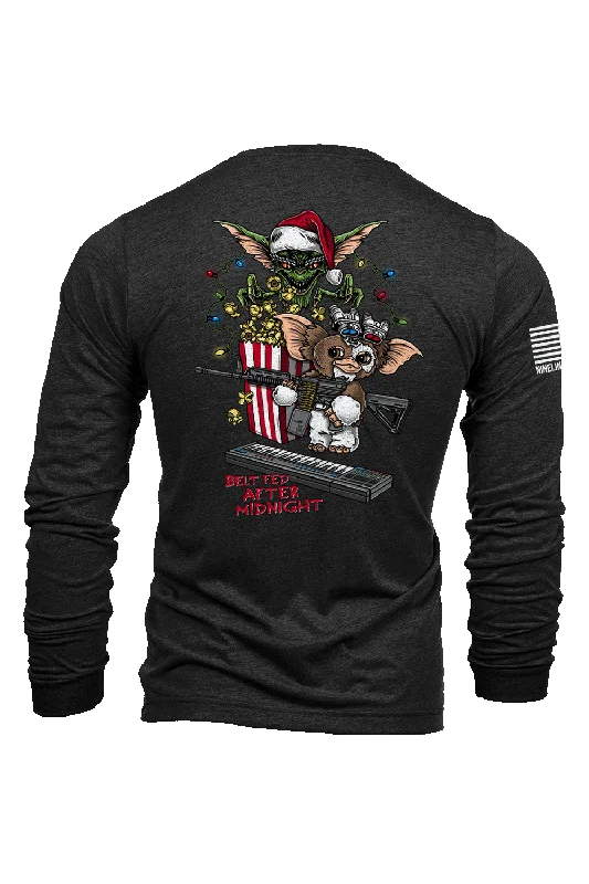 Belt Fed Christmas - Long Sleeve T-Shirt Spandex Blend Rayon Blend Denim Blend
