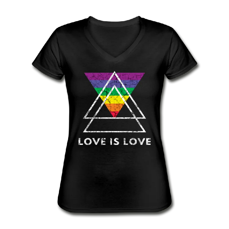 Love Is Love V-Neck Tee Thin T-Shirt Open Front Quick Dry