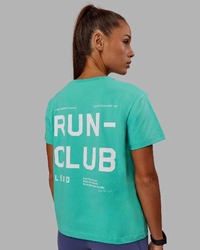 Love The Run FLXCotton Tee - Aquatic Awe-White Print Jacquard Patchwork