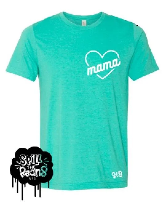 Mama heart Shirt Notch Collar Peter Pan Collar Cowl Neck