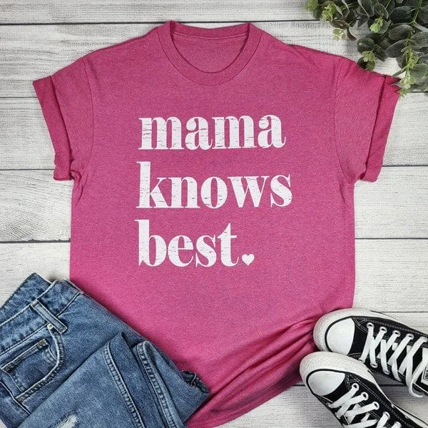 Mama Knows Best - Graphic T-shirt Ribbed Striped Patterned