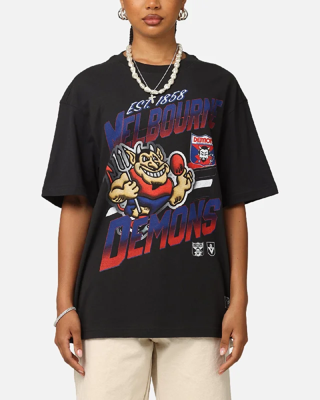 Mitchell & Ness Melbourne Demons Mascot Character T-Shirt Faded Black Asymmetrical Pockets Print