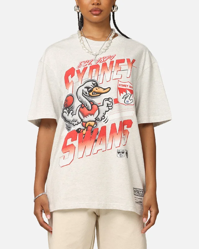 Mitchell & Ness Sydney Swans Mascot Character T-Shirt Silver Marle Collared Crew Neck Turtle Neck Mitchell & Ness Sydney Swans Mascot Character T-Shirt Silver Marle Collared Crew Neck Turtle Neck