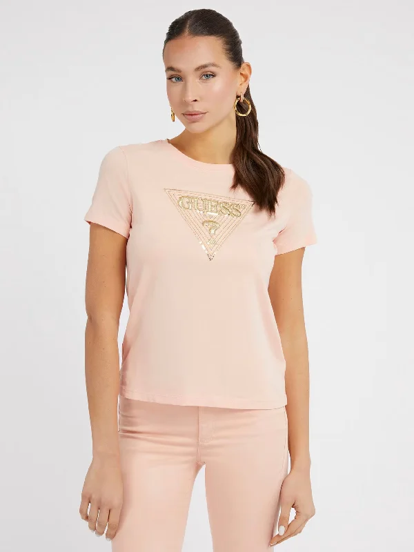 MULTICOLOR TRIANGLE LOGO TEE Zippered Front Buttoned Front Snap Front