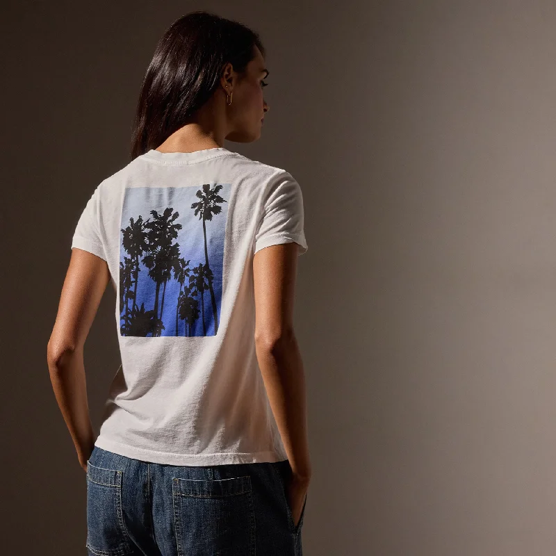 Ombrè Palms Graphic Tee - White/Blue Machine Wash Dry Clean Hand Wash