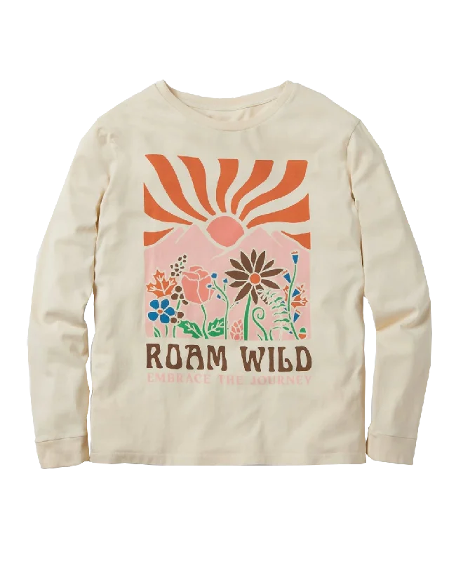Roam Wild Long Sleeve T-Shirt in Birch Cashmere Blend Cotton Blend Poly Blend