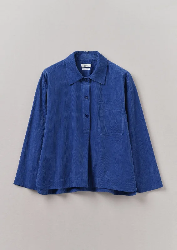 Patch Pocket Organic Needlecord Shirt | French Blue Seamless Knitted Crochet