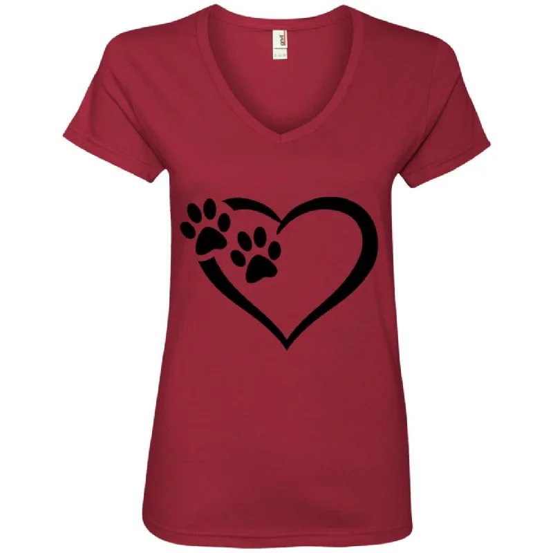 Paws Of Passion V-Neck T-Shirt Fleece Nylon Spandex