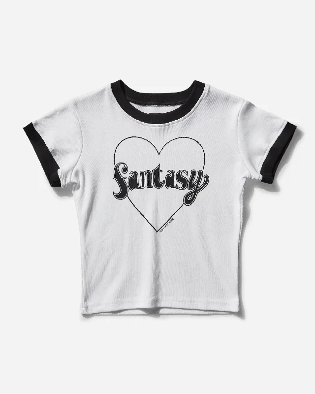 Women's Fantasy Baby Tee White Terry Blend Velvet Blend Canvas Blend