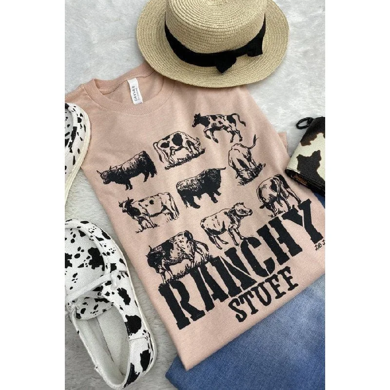 Ranchy Stuff Cow T-shirt Ribbed Striped Patterned
