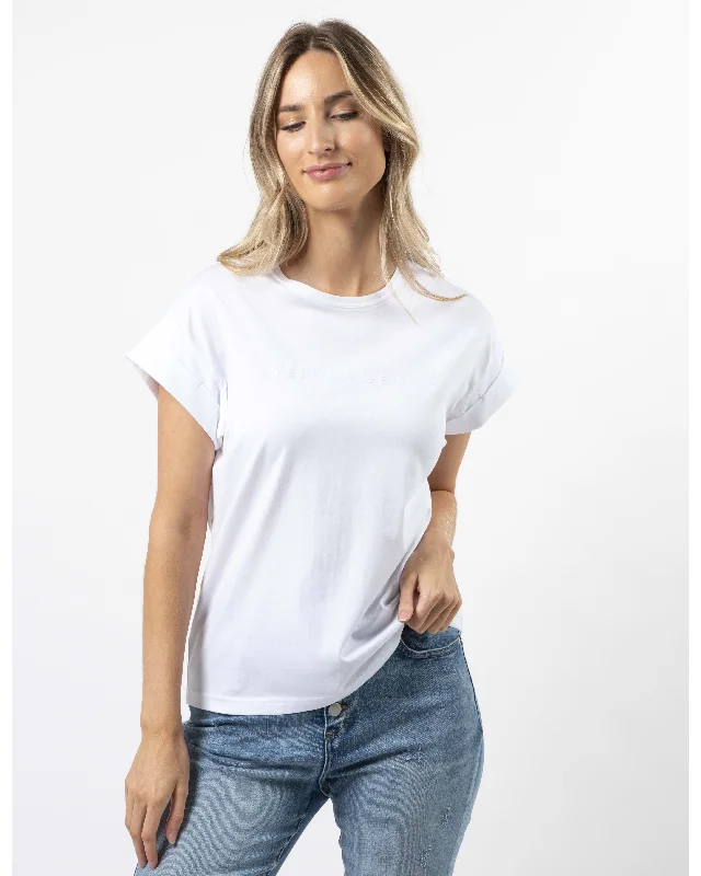 Stella + Gemma Cuff Sleeve T-Shirt - White Real Fur Shearling Chenille