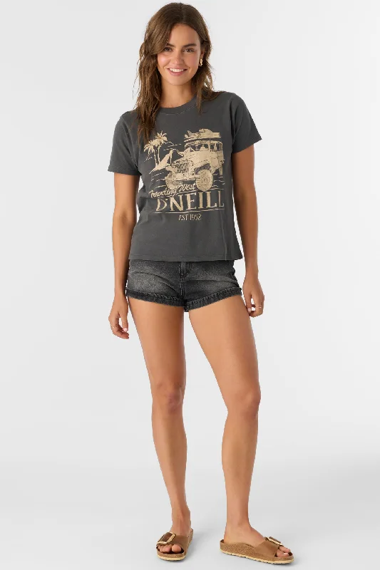 TRAVELING WEST TEE Basic T-Shirt Crew Neck Short Sleeve