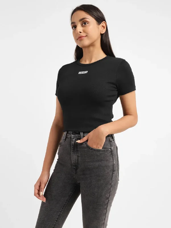 Women's Brand Logo Loose Straight Fit T-shirt Chenille Blend Fleece Blend Nylon Blend