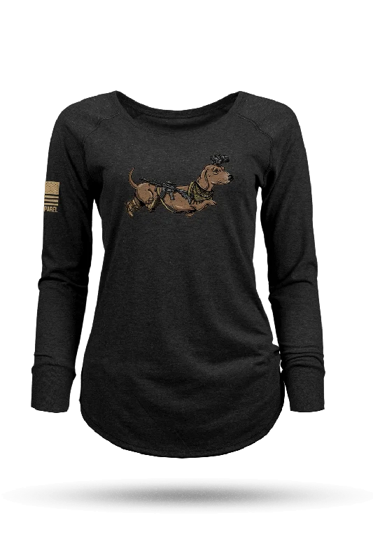 Tactical Wiener - Women's Long-Sleeve Shirt V-Neck T-Shirt Long Sleeve Cotton
