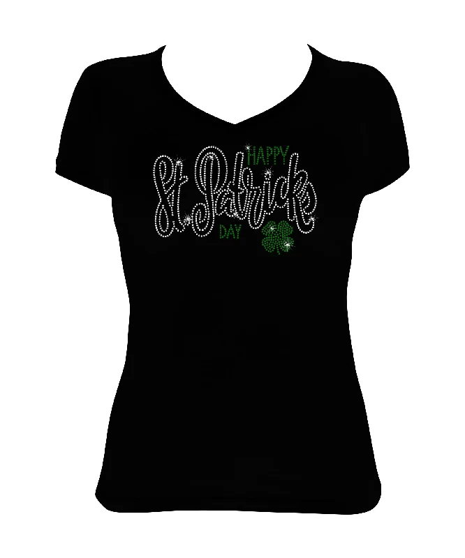 Women's Rhinestone Fitted Tight Snug Shirt St. Particks Day with Green Clover - St. Patrics Day Shirt Collared Crew Neck Turtle Neck Women's Rhinestone Fitted Tight Snug Shirt St. Particks Day with Green Clover - St. Patrics Day Shirt Collared Crew Neck Turtle Neck