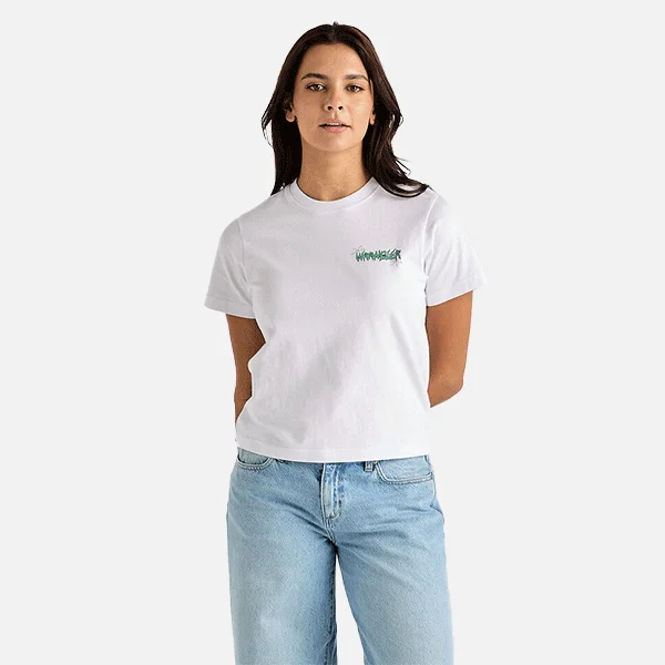 Wrangler Fossilised Shrunken Tee - Optic White Terry Blend Velvet Blend Canvas Blend