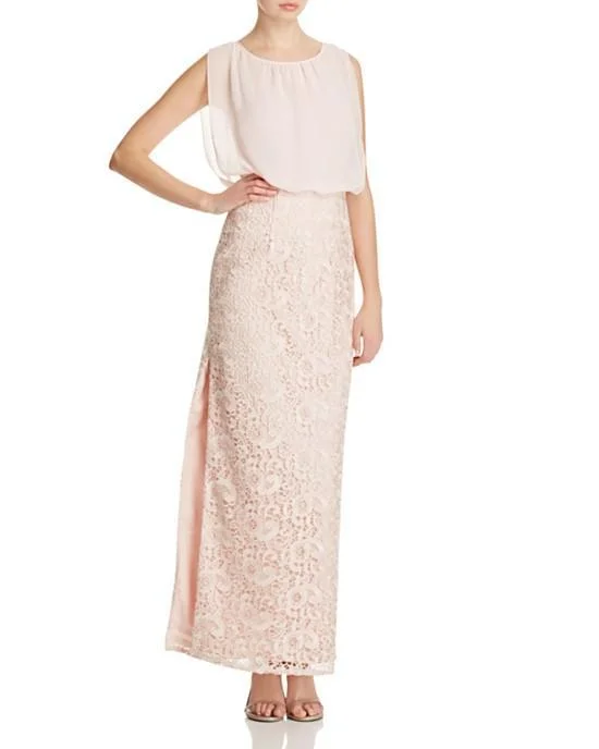 Aidan Mattox - 251704760SC Blouson Laced Long Dress with Slit