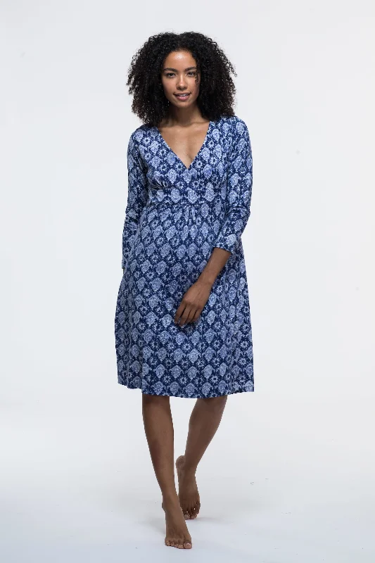 Anika Dress Hand Block Printed in Pure Cotton Jersey