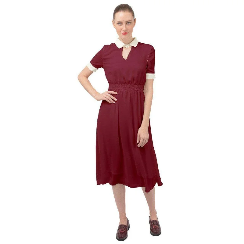 AVA 1940s Vintage KEYHOLE NECKLINE DRESS BURGUNDY