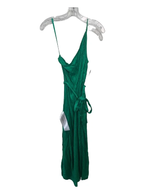 BCBG Maxazria Size XS Green Rayon Speckled Side Slits Spaghetti Strap Dress