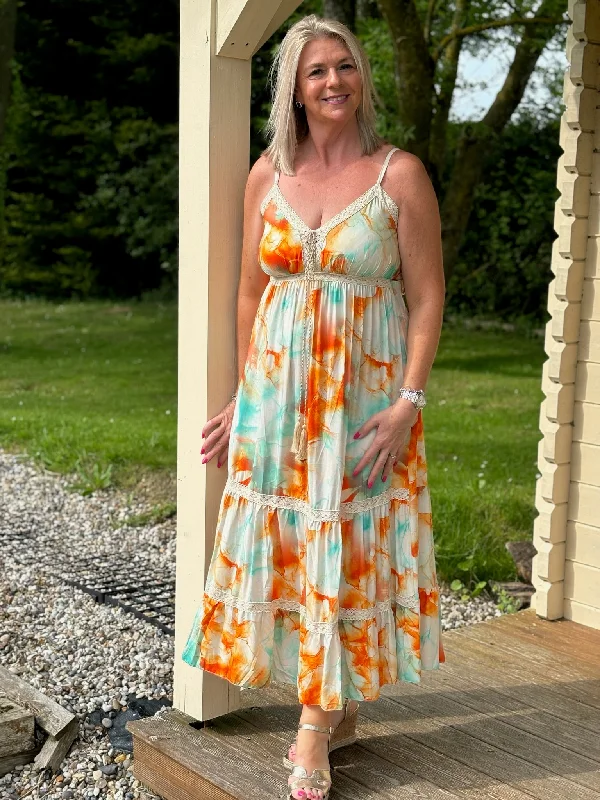Boho Watercolour Dress | Orange