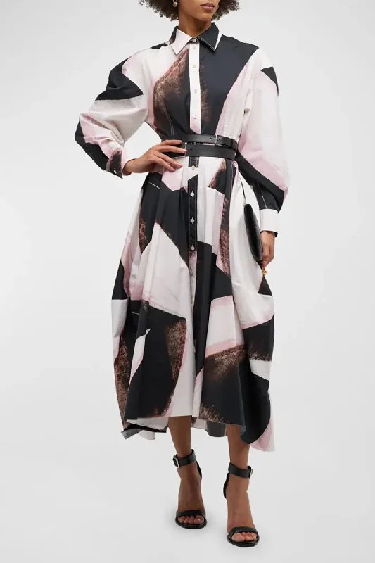 Button front printed dress