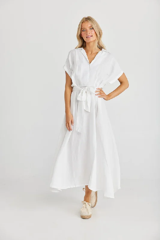 Coco Dress - White Linen Viscose