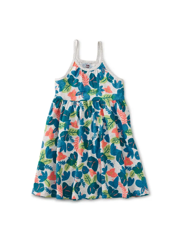 Spaghetti Strap Trapeze Dress - Tropical Hibiscus