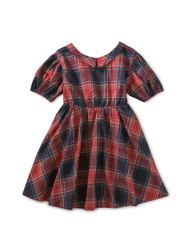 Puff Sleeve Collar Dress - Matsuri Plaid