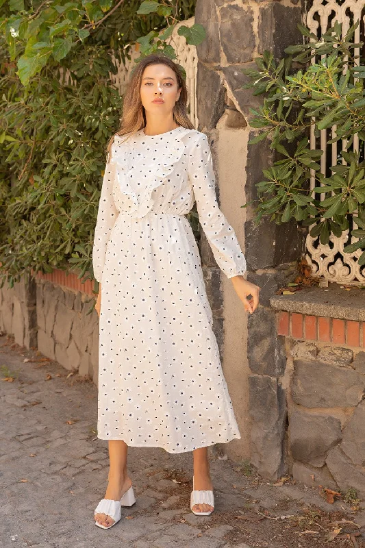 Daisy Print Dress With Pockets - White