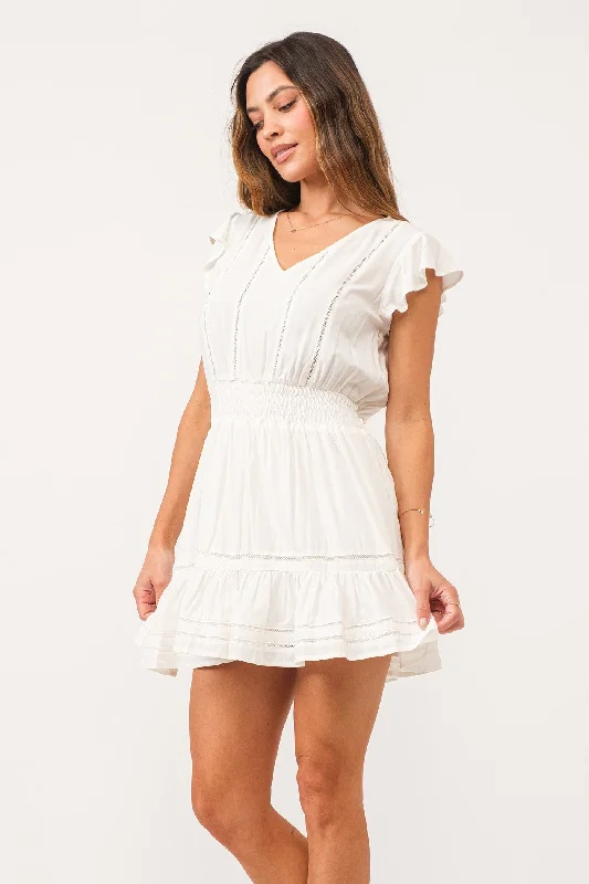 DOTTIE LACE BODICE DRESS WHITE