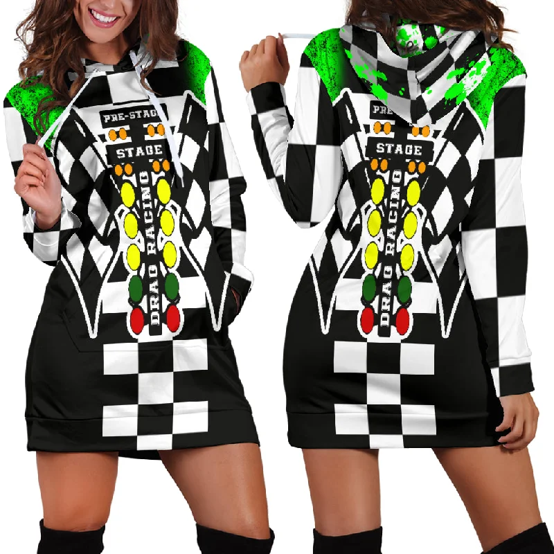 Drag Racing Hoodie Dress Pistachio